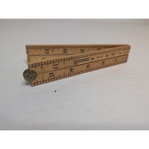 Vintage Stanley No 27 Boxwood Four Folding Ruler 24" Wood Brass Hinges USA
